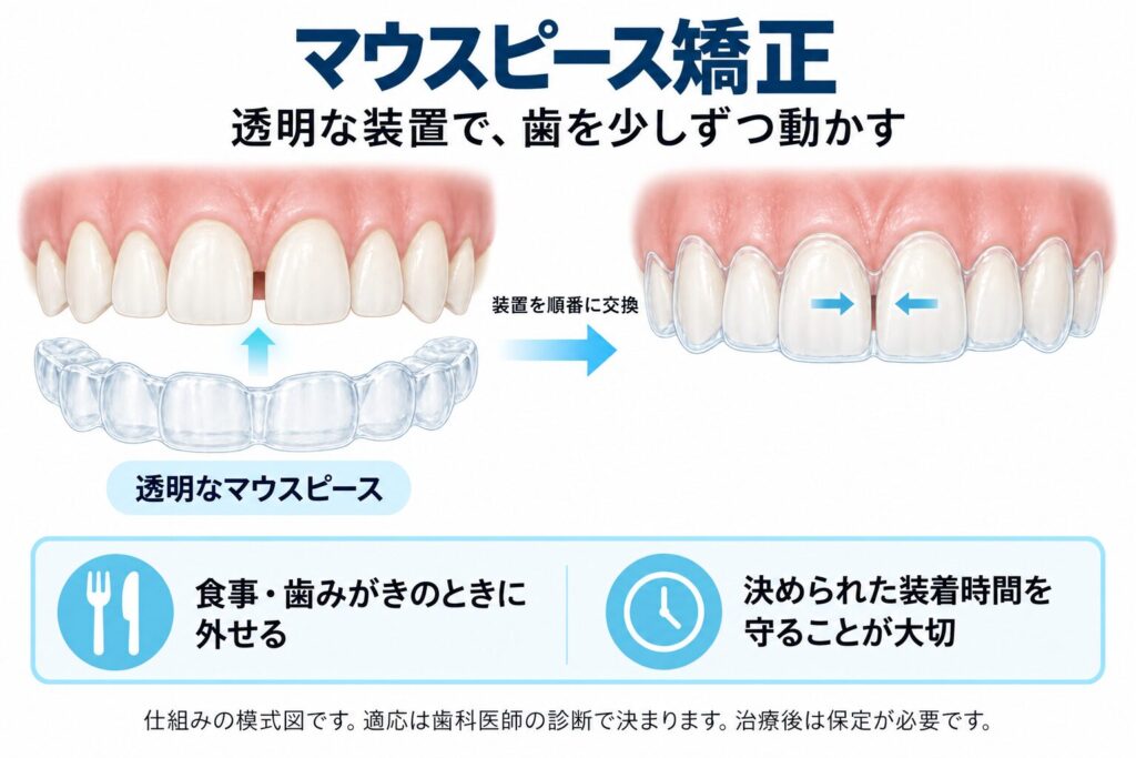 マウスピースを装着して歯を動かす